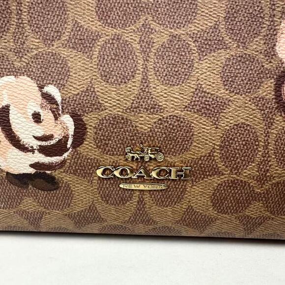 Coach Laurel Shoulder Bag In Signature Canvas Rose Print In Gold/Tan CY729 - Picture 7 of 16